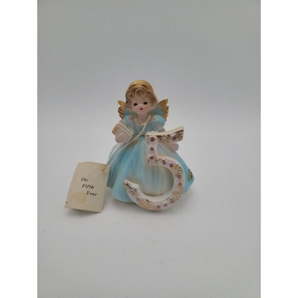 Josef Original 5th Birthday Angel Figurine Vintage w Original Tags And Sticker - Picture 1 of 16